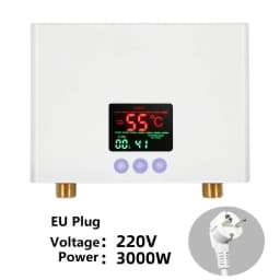 110V 220V Instant Water Heater Bathroom Kitchen Wall Mounted Electric Water Heater LCD Temperature Display with Remote Control
