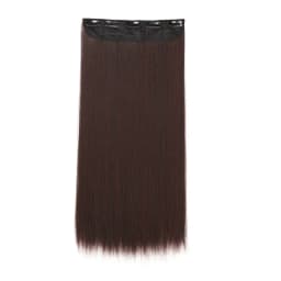 24Inch Synthetic Long Straight 5 Clips One Piece Invisible Hair Extensions Black Brown Hairpiece for Women