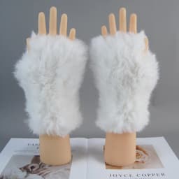 2026 New Fashion Real Rex Rabbit Fur Gloves Women Winter Genuine Fur Mittens Girl Fingerless Gloves Wrist Warmer Elastic Fluffy