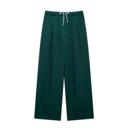 Splicing Design Solid Color Pants Women Fashion Simple Elastic Waist Lace Up Trousers Lady All-match Commuting Straight Pant New