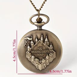 Vintage Castle Embossed Marauder Map Pocket Watch with Bronze Chain - A Timeless Accessory!