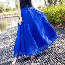 720 Degrees Gold Silk Chiffon 8 Meters Full Skirt Women's Beach Holiday High-Waisted Slim Summer Bright Silk Chiffon Dance Skirt