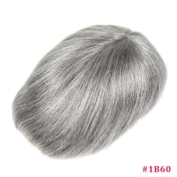 0.08-0.10MM Full Skin PU Toupee For Men V Loop Human Hair Men's Wigs #1B Men Capillary Prosthesis Hair Unit Replacement