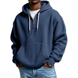 2027 Spring Autumn Men's Hooded Hoodie Solid Japan Style Vintage Sweatshirts Male Loose Streetwear Half Zipper Hooded Hoodies