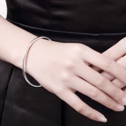 925 Sterling Silver Women's Bangle Simple Single Loop Design Diameter 6.5 Cm Silver Wedding Jewelry