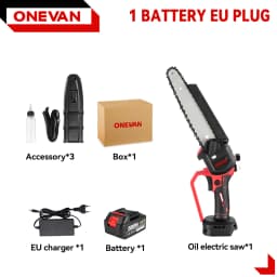 ONEVAN 8 Inch Brushless Electric Chainsaw Cordless Portable Electric Saw Woodworking Power Tool For Makita 18V Battery Pin