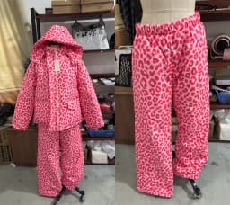 Elegant Printed Cotton Jacket Trouser Women's Set Hooded Thicken Zipper Coat Straight Pants Loose Lady 2026 Winter Autumn Suit