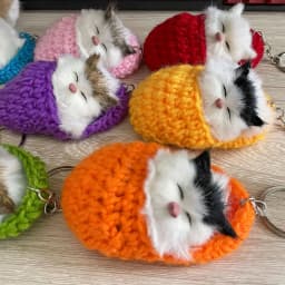 Simulation Mini Cat Keychain Cute Plush Cats With Sound Children Birthday Gifts Creative Imitation Cat Ornaments Bag Decoration