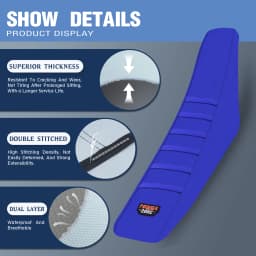 Sawrain Universal Pro Ribbed Rubber Seat Cover For KTM Honda YAMAHA Suzuki Enduro Off-Road Motocross Gripper Seat Cushions