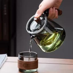 600ml Glass Tea Kettle With Removable Infuser Teapot Blooming And Loose Leaf Tea Maker Heat-resistant Teapot With Wood Handle