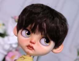 Blythes Doll Wig Fits Into the 1/6 Style Male European Style Curly Hair With Highlights Dark Brown Mixed Light Imitation Mohair