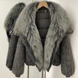 OFTBUY Luxury Real Fur Duck Down Clothes Overszie Women Wool Blend Down Jacket with Real Fox Fur Collar New Winter Warm Coat
