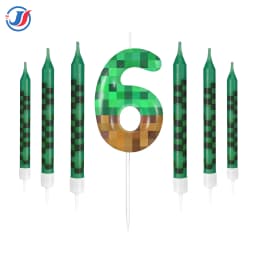 7Pcs Retro Pixel Birthday Cake Candles Topper for Pixel Theme Party Anniversary Party Video Game Party Supplies for Boys Girls