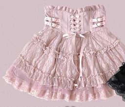 Japanese Mine Style Lace Splicing Short Skirts High Waist Lace-up A-line Heart Leather Buckle Sweet Versatile Mini Skirt Women