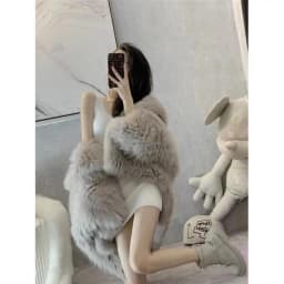 winter 2024 new Korean version of fox fur imitation fur coat women's medium length Internet red fried street hooded fur coat