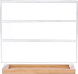 Earring Holder Stand 3-Tier 69 Holes Earring Organizer Stand Display with Wooden Storage Tray Desktop Bracelet Jewelry Holder