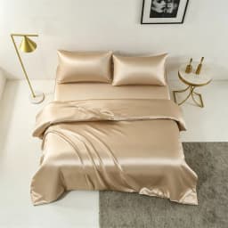 22mm Mulberry Silk Bedding Set Luxury Smooth Duvet Cover Set with Quilt Cover Bed Sheet Pillowcase for Twin Full King Queen Bed