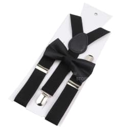 Adjustable Elastic Leather Suspenders Bowtie Set Men Women Baby Blue Braces Straps For Wedding Y-Back Shirt Accessories Gift