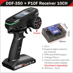 DUMBORC DDF-350 10CH RC Remote Controller 2.4G Digital Radio Transmitter Gyro Receiver for Drift Car Tank Boat Robot Toy Wltoy