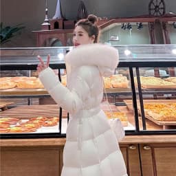 Slimming down Jacket 2025 Winter New Design Long Length Thickened Cotton Padded Women's Coat with Hood Waist-Cinching Outerwear