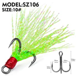 5Pcs 10Pcs Fishing Treble Hooks 4X Strength With Feather Tackle Fishing Hook Stronger Carbon Steel Barbed Fishhooks Pesca