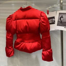 DEAT 2024 Winter New Items Fashion Women's Thread Waist Design Warm Jacket Casual Solid Color Zipper Cotton Padded Coat 11A01161