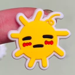 Good Quality 1pcs Kawaii Sun Expression PVC Shoe Charms Sandals Shoes Accessories Shoes Ornament Fit Kids DIY Party Xmas Gift