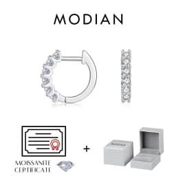 MODIAN D Color Moissanite Small Hoop Earrings 925 Sterling Silver Hollow Sparkling Ear Buckles For Women Wedding Fine Jewelry