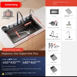 Neptune Star Whale Rain Vegetable Washing Basin Large Single Slot Thickened 304 Stainless Steel Sink Kitchen Household Dish Sink