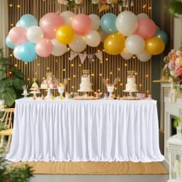 Polyester Table Skirt for Rectangle Tables Wrinkle Resistant Pleated Ruffle Table Cloth for Banquet, Wedding, Gift Dining Table