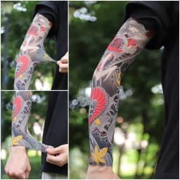 Ultra thin seamle Tattoo Flower Arm For Men Women Cool Travel Cycling Elastic Scratch Resistant Sunscreen Arm Sleeves Accessorie