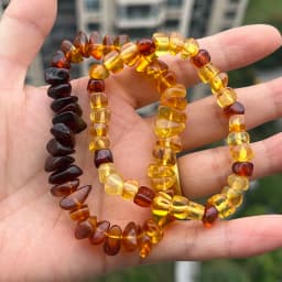 Yoowei 100% Real Amber Bracelet for Unisex Genuine Black Bead Irregular Natural Plant Medical Healing Jewelry Gift Wholesale