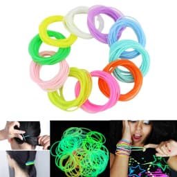 100 Pcs 80s Multicolor Silicone Jelly Rubber Bracelets Hair Ties Women, Mixed Style, Random Color