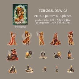 JIANWU Vintage Witch Character Landscape Material Collage Scrapbooking PET Sticker Creative DIY Journal Stationery