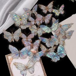 20 Pcs Butterfly Cut Stickers Pack DIY Handmade Adhesive Decorative Sticker for Junk Journal Creative Stationery Supplies