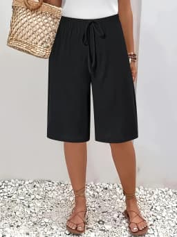 Women's Casual Fashion Solid Color Five-Quarter Pants Mid-Rise European And American Style Clothing for Women