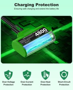 BEBONCOOL for Xbox One/SeriesX|S Controller Batteries 2 X 4800mWh Pack Play and Charge Kit USB-C Charging Cable/4 Covers