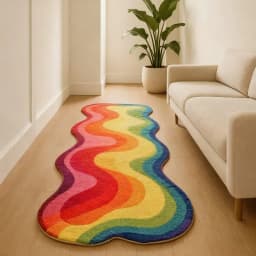 VIKAMA Gradient Wave Rug Warmth-Retaining & Non-Slip Bedroom Entrance & Bedside Mat Living Room Sofa Rug Home Decor