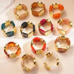 Exaggerated Personality Colored Acrylic Irregular Round Spliced Elastic Bracelets for Women Fashion Temperament Bangle Jewelry
