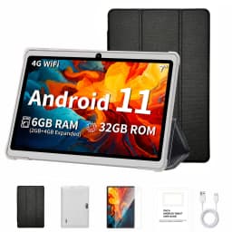 2026 Android 11 7" WiFi Tablet with Case,Max 6GB(2GB+4GB Expansion)RAM+32GB ROM,Quad Core,Dual 2MP Camera,3000mAh IPS Screen