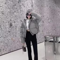 Chic Winter Cotton Coat Cropped Jackets Women Warm Design Parkas Puffer Jacket Bow Tie Streetwear Cold Jacket Winter Clothes