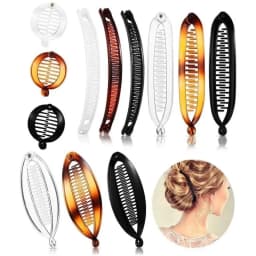 12-Piece Set of Fashionable and Versatile Leopard Print Shiny Banana Clips and Fish-Shaped Hair Clips, Suitable for Ponytails and Curly Hair, Casual Women's Hair Accessories for Parties, Balls, Formal Wear, and Outings