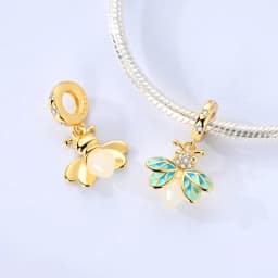 Original Charms Beads 925 Sterling Silver Golden Leopard Firefly Butterfly Hot Air Balloon Beads Fit DIY Bracelet Fine Jewelry