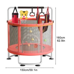 60 inch fitness trampoline, thick and encrypted safety net, adjustable gymnastics pole, maximum weight capacity of 440 pounds