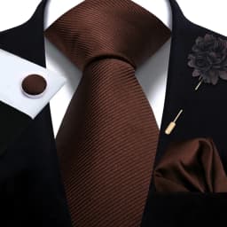 Men's Solid Necktie Cufflinks Pocket Square Lapel Pin Flower Brooch Elegant Man Wedding Shirt Accessory Set Suit Groomsmen Gifts