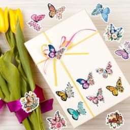 500pcs Butterfly Flower Sticker Rolls 16 Design Colorful Butterfly Decals Decorative Flowers Cute Stickers Party Favor Decoratia