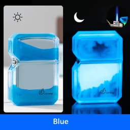 Luminous quicksand fluorescent gas lighter windproof creative transparent shell cigarette accessories give boyfriend trendy gift