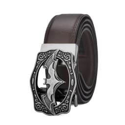 Vintage Bat Silver Gold Automatic Buckle Belt for Men Genuine Leather Plus Size Big 120 130 140 150 160 170cm Brown Black Belts