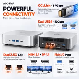 AOOSTAR MACO Mini PC AMD Ryzen AI 9 HX 470 32GB LPDDR5 8000MHz Radeon 890M WiFi 7 Dual 2.5G LAN OCuLink Dual USB4 3x M.2 NVMe