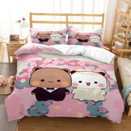 Cute Bubu Dudu Cartoon Bear Panda Duvet Cover Kawaii Bedding Sets Soft Quilt Cover and Pillowcases Single/Double/Queen/King Kids